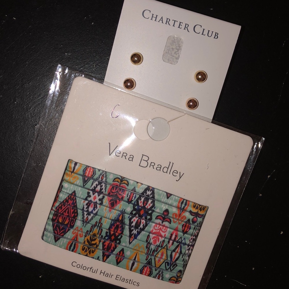 Vera Bradley hair ties and earrings